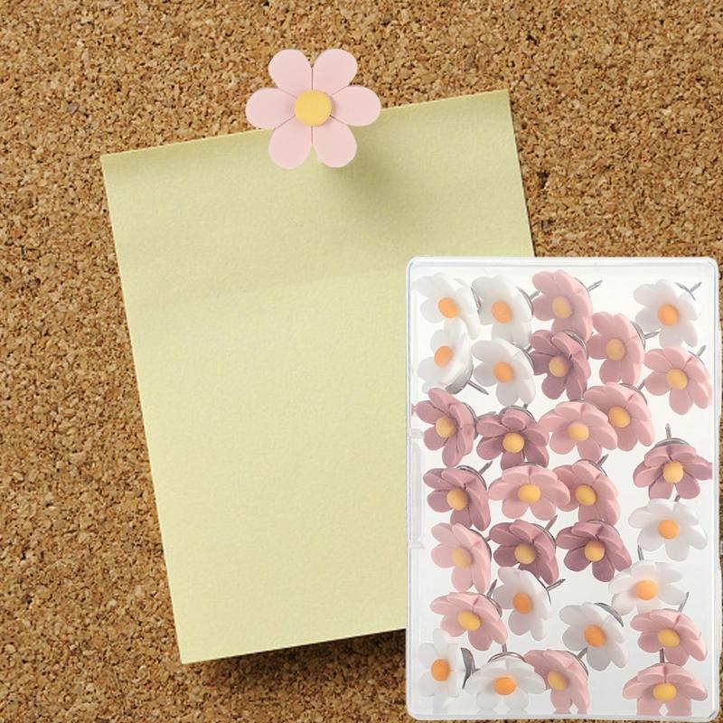 Elegant Flower Thumb Tacks set Flower Pushpins set Flower Shape Push Pins Multiple Use for Cork Boards & Bulletin Boards