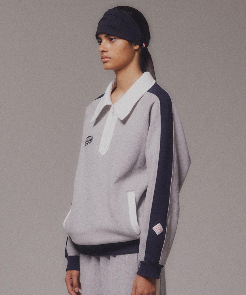 Minasu Color Combination Sweatshirt_Gray_Fleece-Lined Fabric
