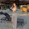 Island vacation pure desire sexy tube top pearl straps premium bikini split long dress three-piece swimsuit
