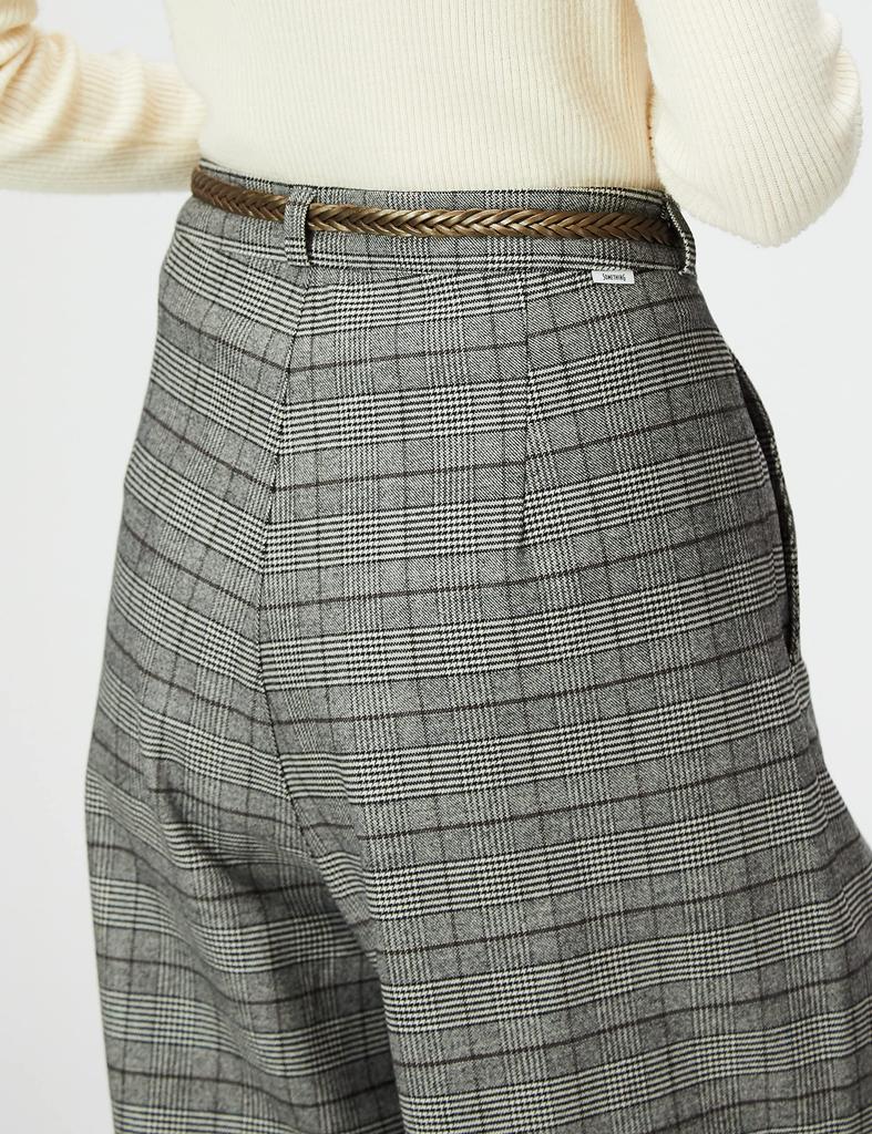 Something Glen Check Tuck Wide Casual Pants with Size 2XS Women's Belt,