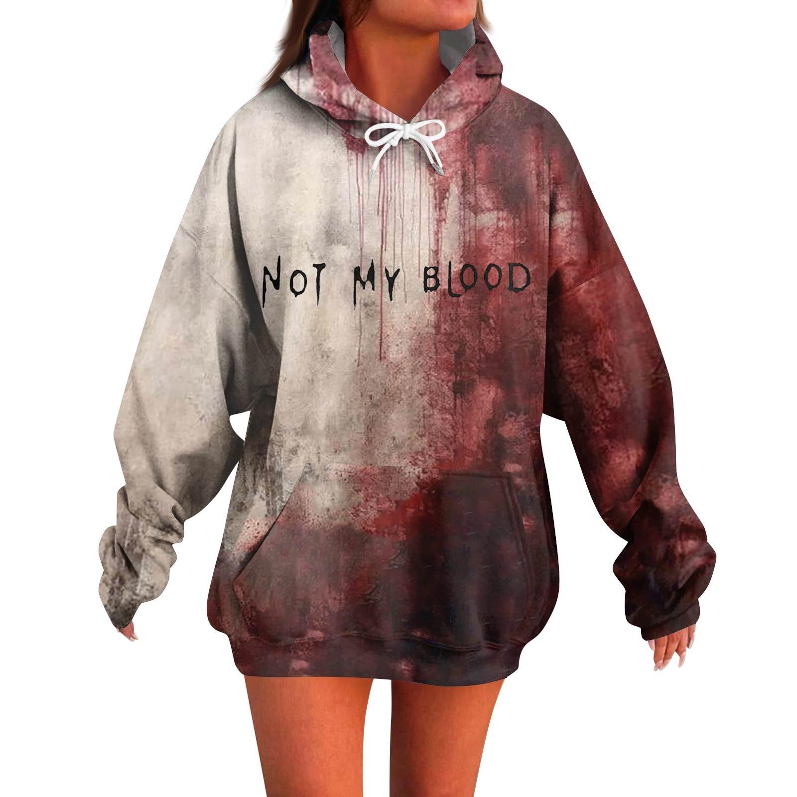 

Женское модное повседневное худи с длинным рукавом и принтом на Хэллоуин XXL