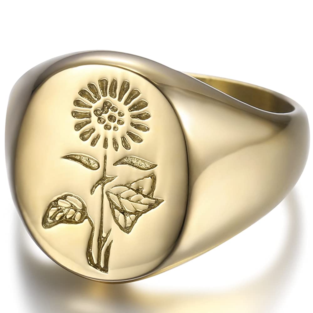 Women's Titanium Steel Daisy Ring Stainless Steel Floral Minimalist Jewelry Hypoallergenic Trending Dainty Stackable Ring