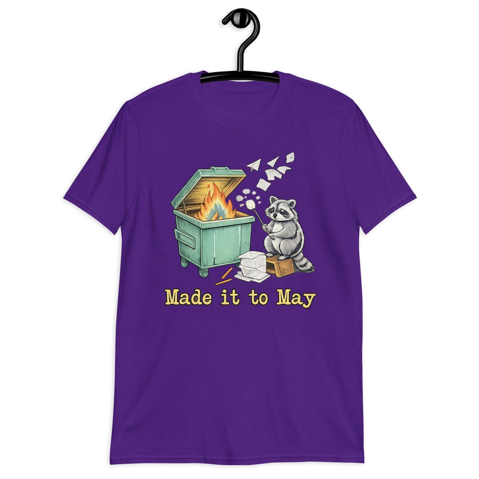 Raccoon Dumpster Fire Made It to May Teacher T-Shirt, Last Day School Graphic Tee S