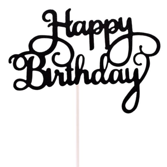 

1 шт. С днем рождения, десертный топпер для торта, вставная карточка, сувениры для вечеринки, украшение чёрный