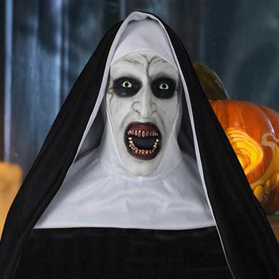 1 sada halloweenských pokrývek hlavy strašidelná jeptiška emulze pokrývky hlavy halloweenského thrillerového cosplay kostýmu pro párty domov