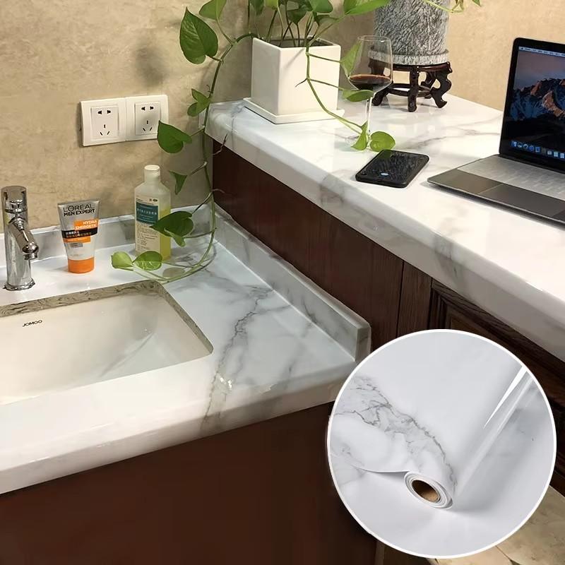 Marmor Wasserdichte Aufkleber Küche PVC Selbstklebend Ölbeständig Wandaufkleber Für Schreibtisch Badezimmer Renovierung Wanddekor Abnehmbar