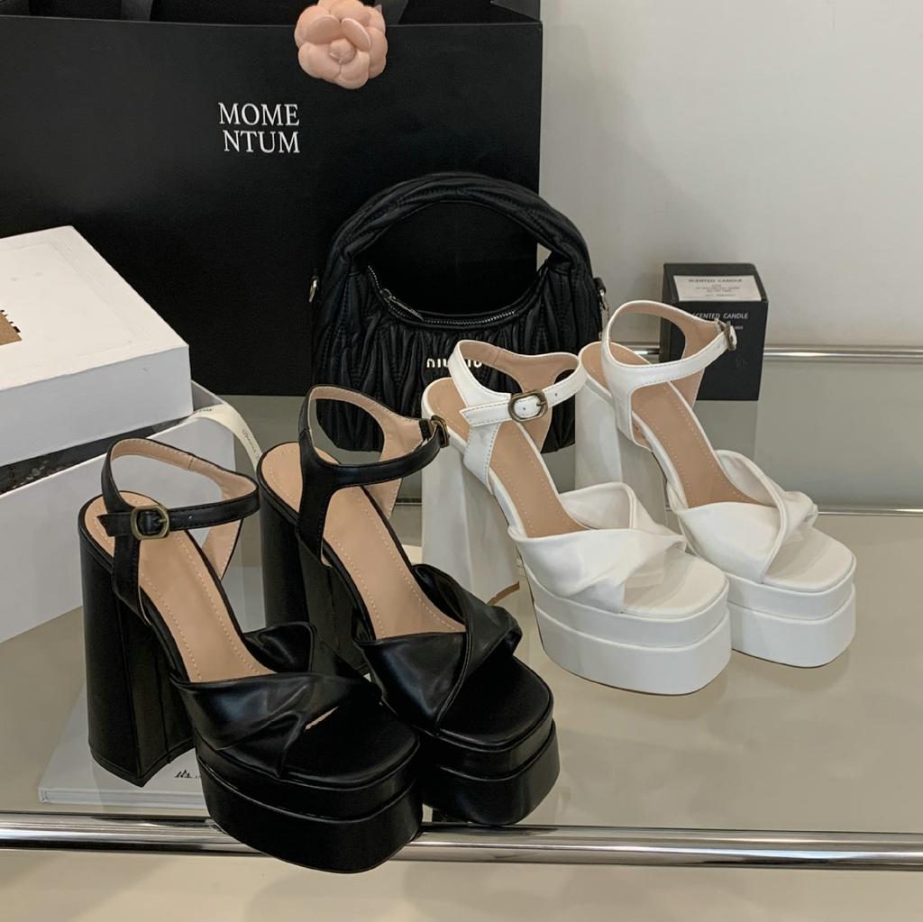 Fashion Summer 2025 Square-Toed, High-Heeled, Waterproof Platform, Thick-Soled Sandals, Women'S Versatile And Fashionable One-Strap High