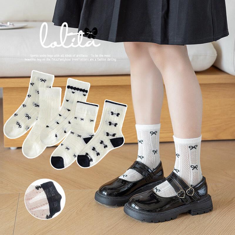 MaoRen Girls Summer Ultra-Thin Mesh Cotton Lace Princess Socks 9-12 Years (XL)