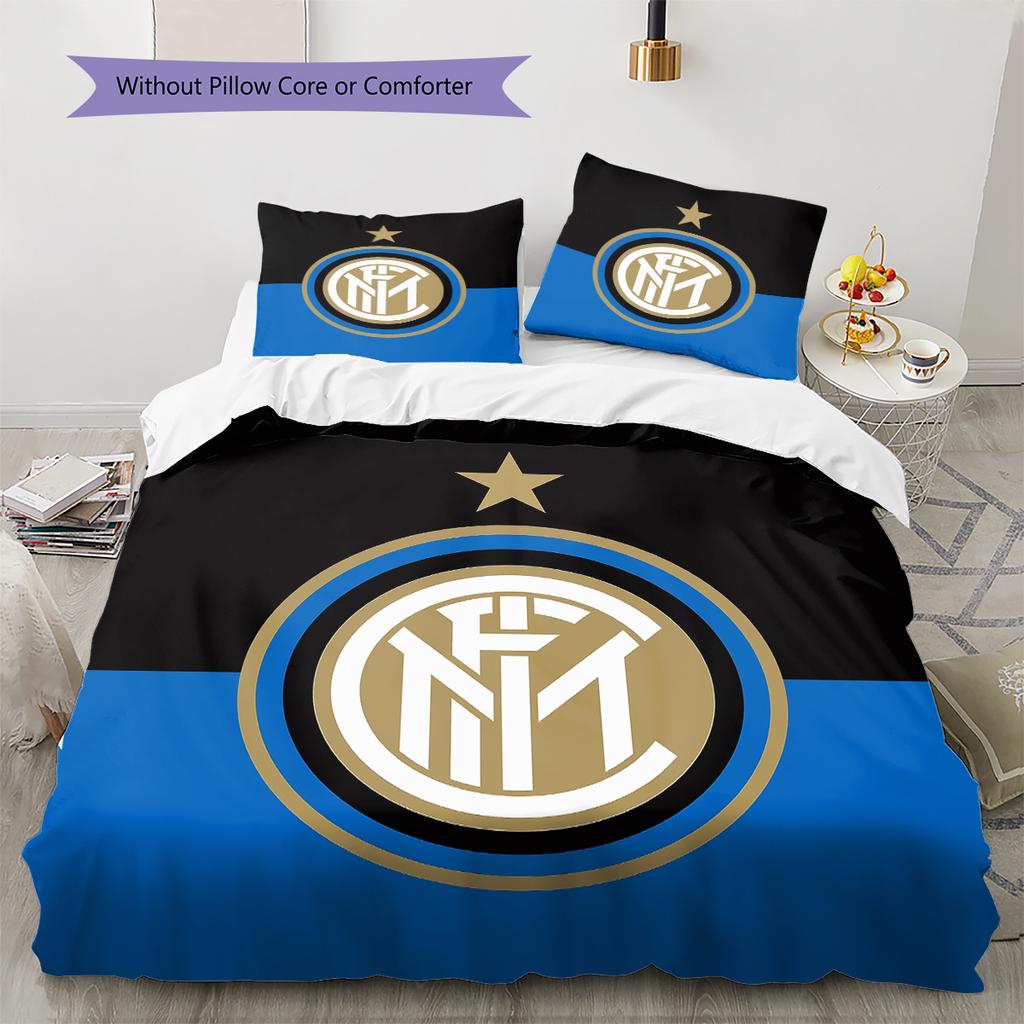 FC Internazionale Milano Vzorované povlečení Domácí dekorace Narozeninový dárek (1 * povlak na přikrývku + 2 * povlak na polštář, bez výplně)