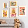 Wall Art Prints Canvas Painting Orange And Yellow Trendy Retro Cool Trippy Disco Nordic Poster Decor Pictures For Living Room