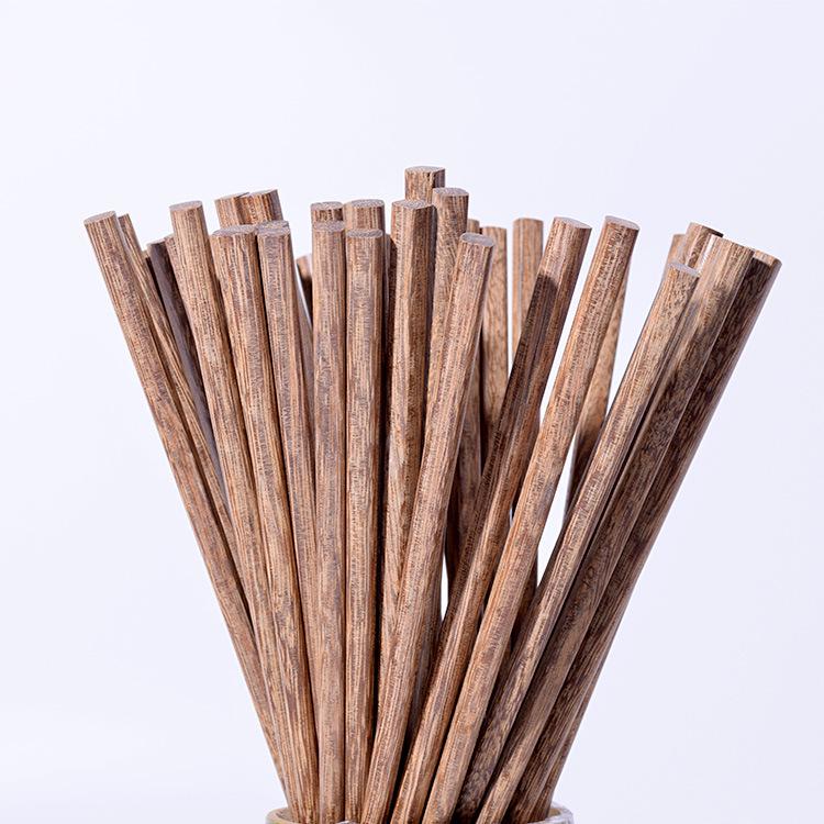 Alishan Solid Wood Chicken Wing Chopsticks - No Paint, No Wax, 10 Pairs, Carved Design Family Pack.