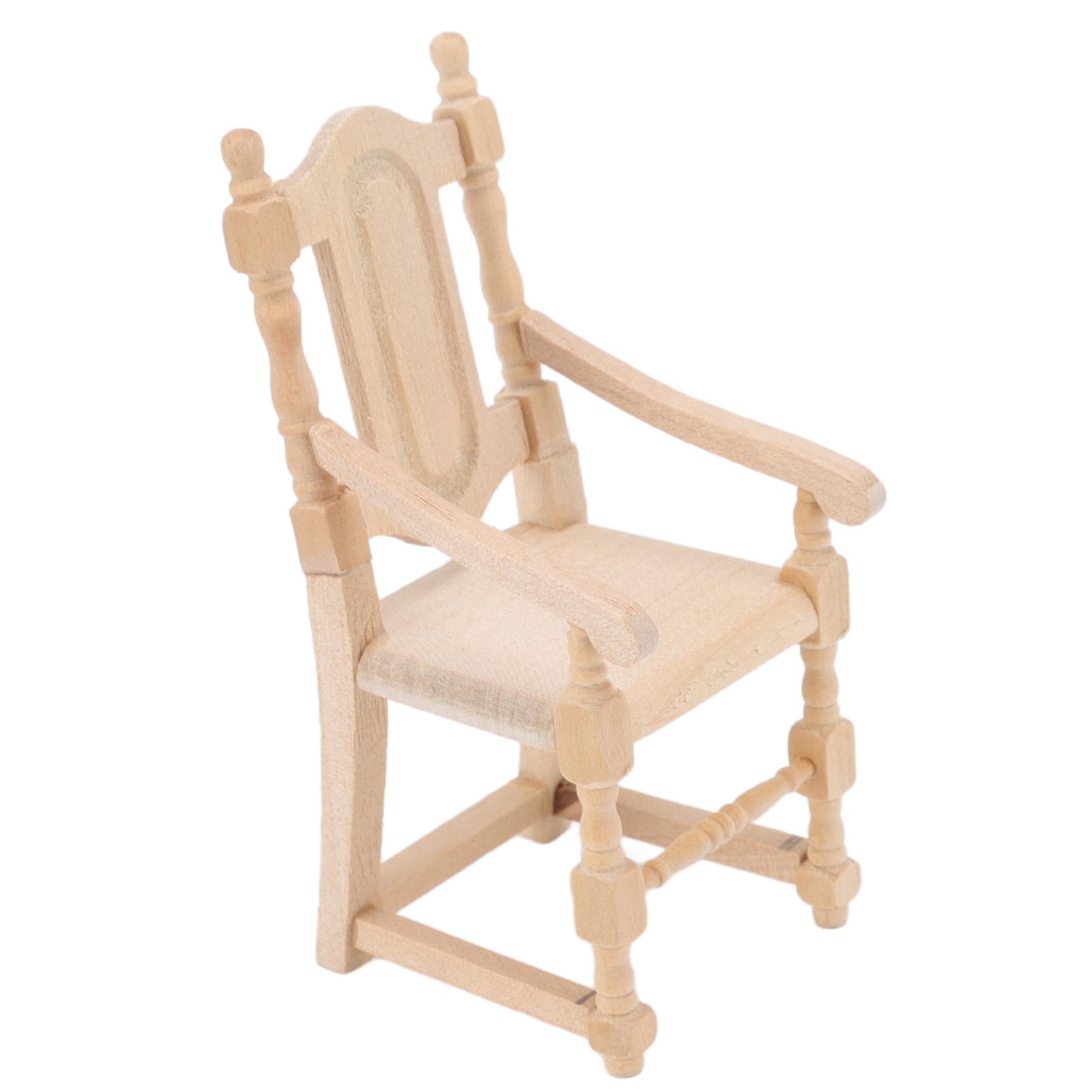 

1:12 Wooden Dollhouse Chair Vivid Lightweight Portable Simulation Miniature Chair for Doll Lovers