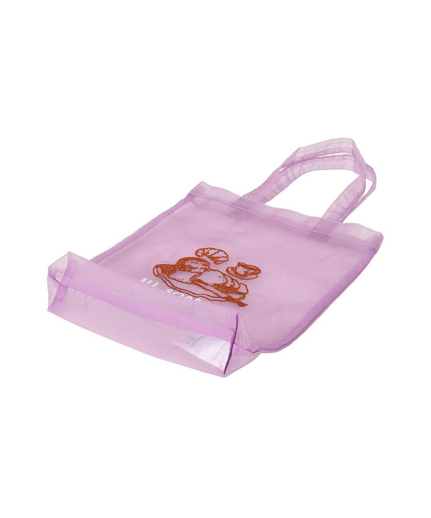 Embroidered sheer tote size F bag, gold,