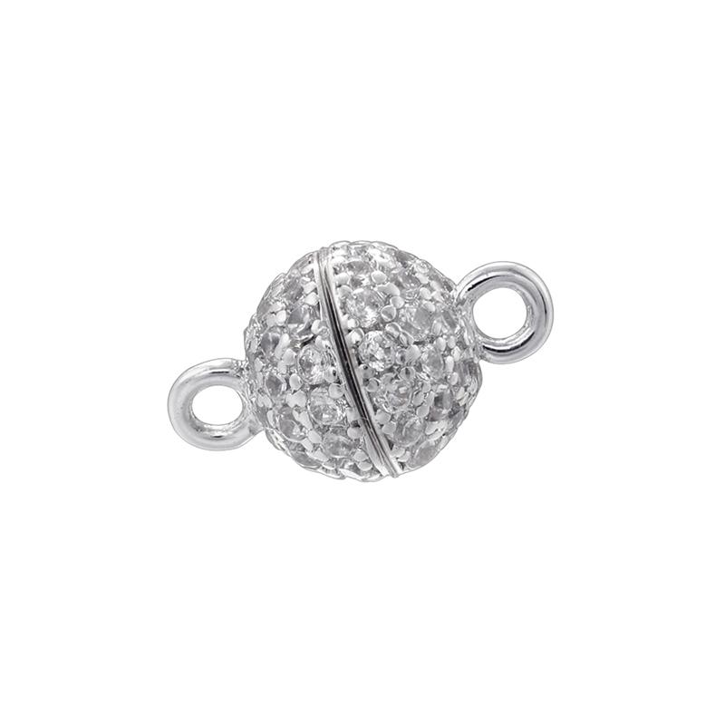 ZHUKOU 6MM Brass Inlaid Zircon Round Magnet Connection Buckle Bead Water Diamond Pendant Jewelry Making Buckle Accessories:VK265