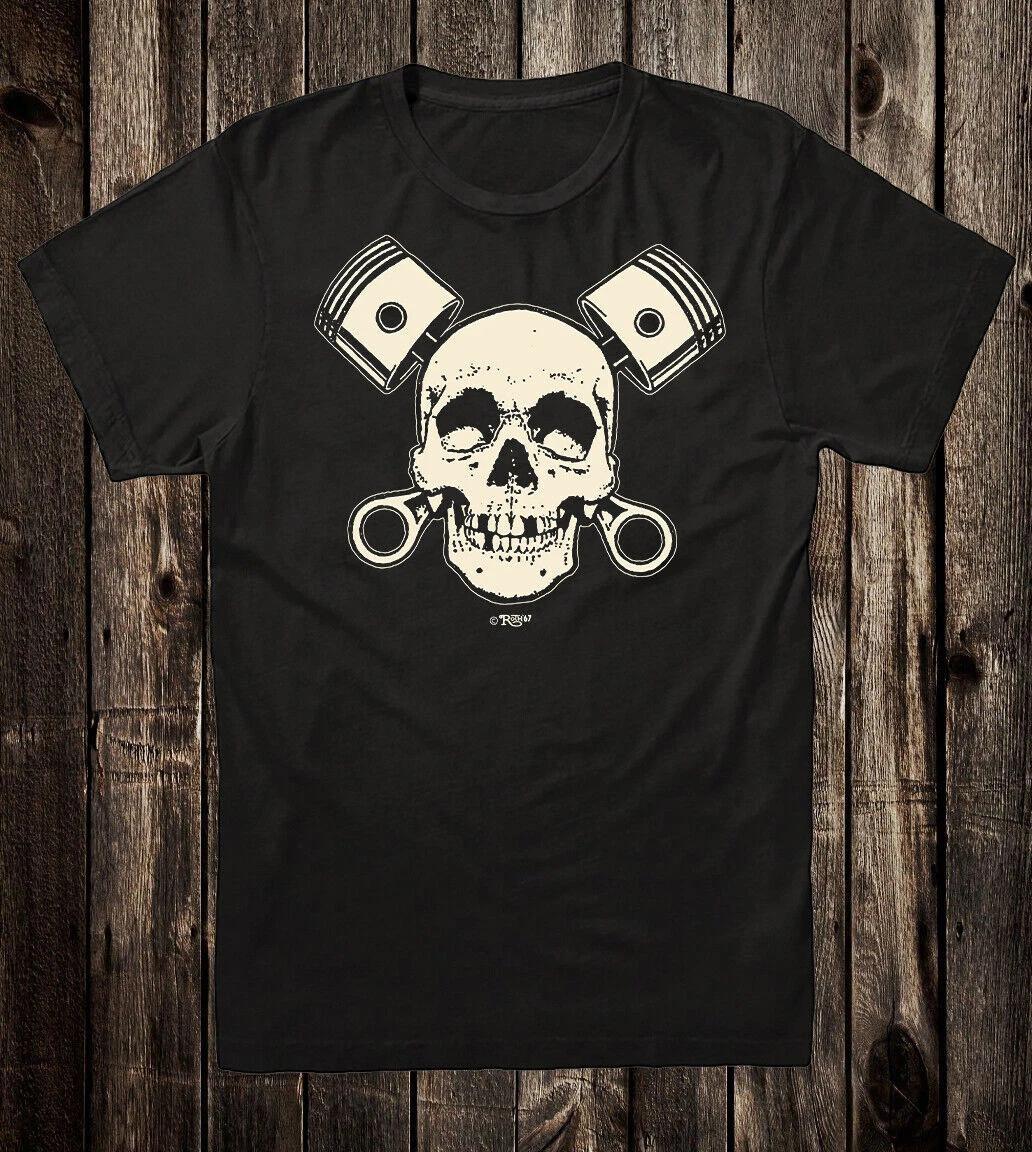 Retro Hot Rod T Shirt Tee 100% Cotton Motorcycle Roth Studios Skull Pistons S
