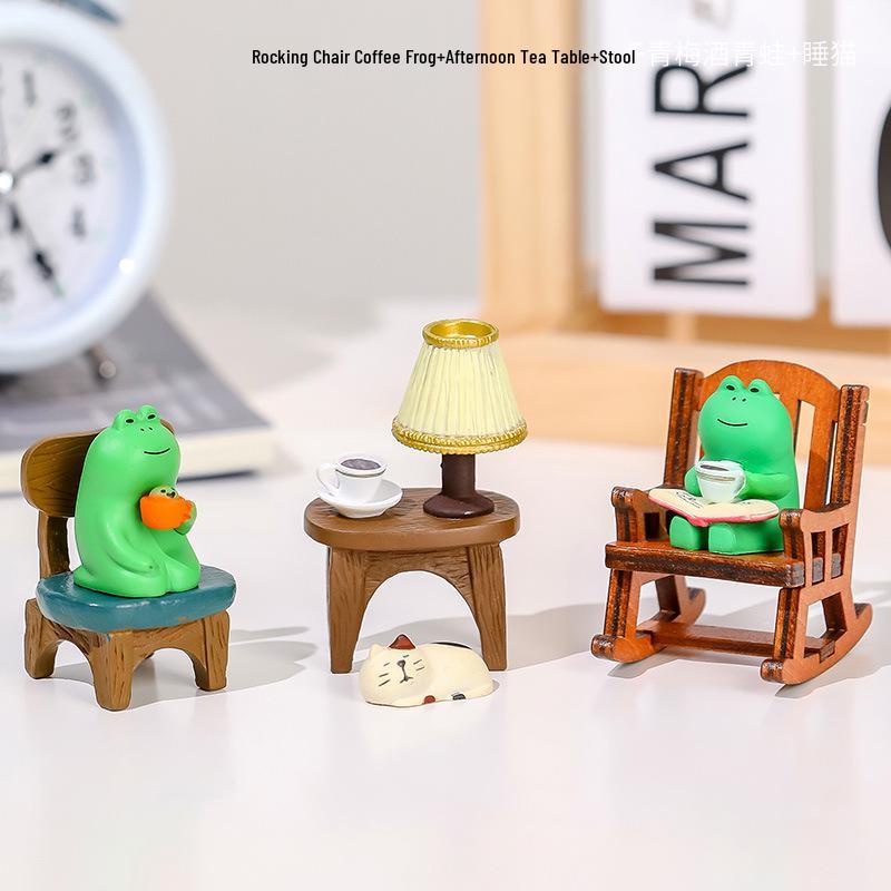 Frog Rocking Chair Cute Healing Decoration – Desktop Ornament for Office or Home