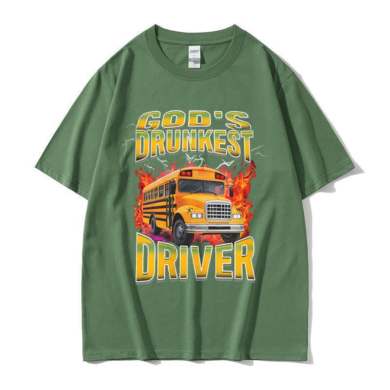 Gods Drunken Driver Funny Meme Tshirt Men Casual Humor Oversized Short Sleeve Tops T Shirts Male Vintage 100 Cotton Tshirts
