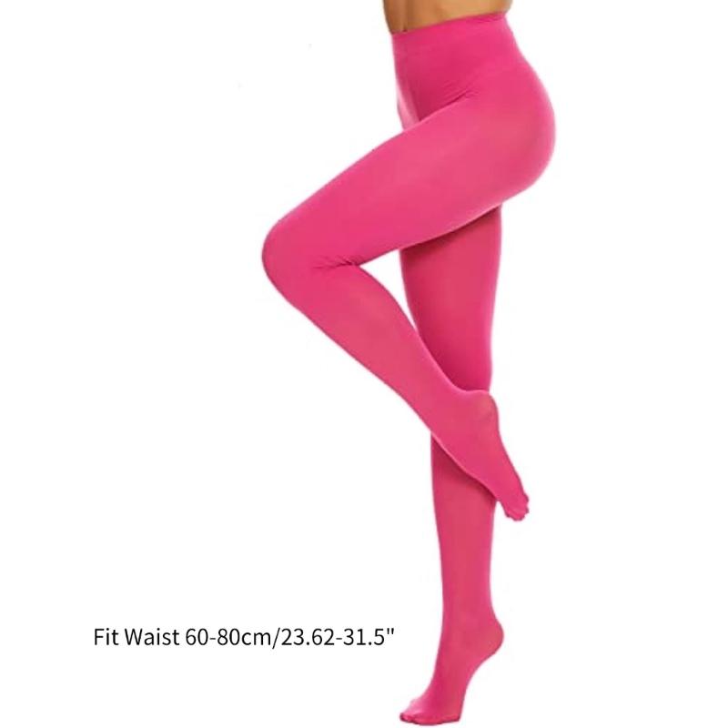 Run Resistant Solid Colored Semi Opaque Footed Tights High Waist Pantyhose Control Top Tights Halloween Cosplay Costume