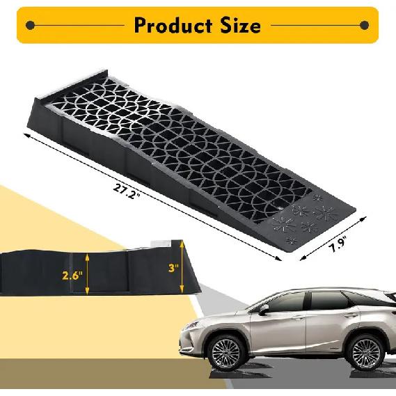 Donext Ramps Low Profile Plastic Car Service Ramps 3 Ton Truck Vehicle - 2 Pack