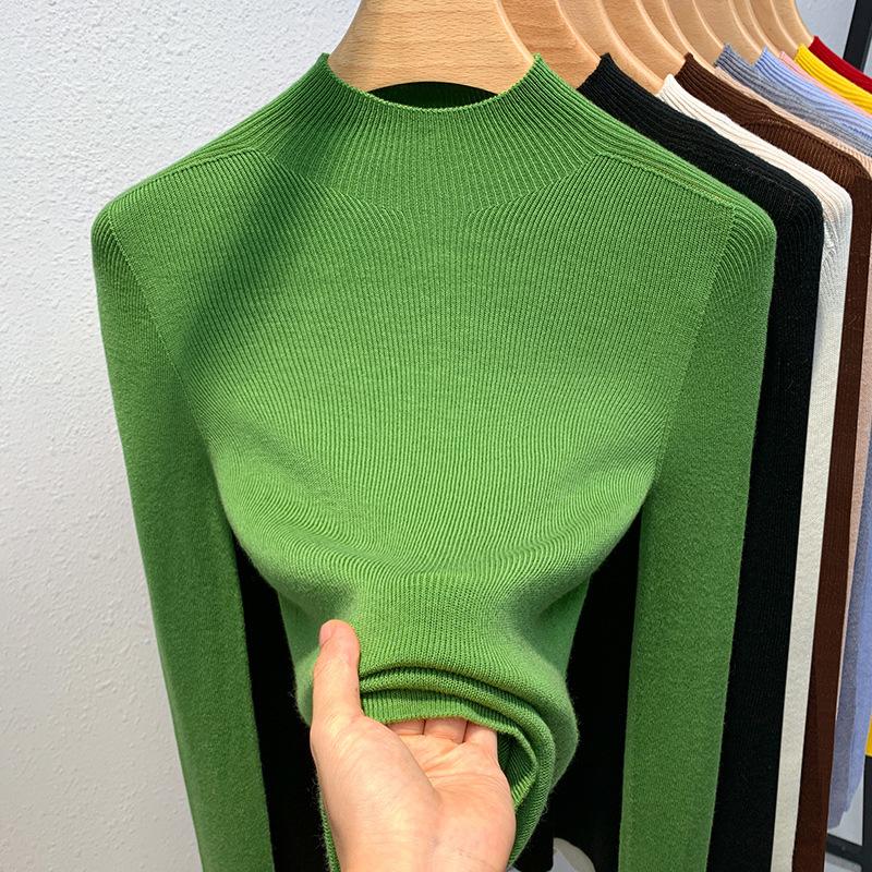 

Женский осенне-зимний кашемировый вязаный свитер с высокой горловиной и нижней половиной 2XL зелёный