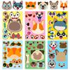 6 Photos/package Cat and Dog Face Change Stickers DIY Face Change Puzzle Stickers Make A Face Toy Waterproof Stickers