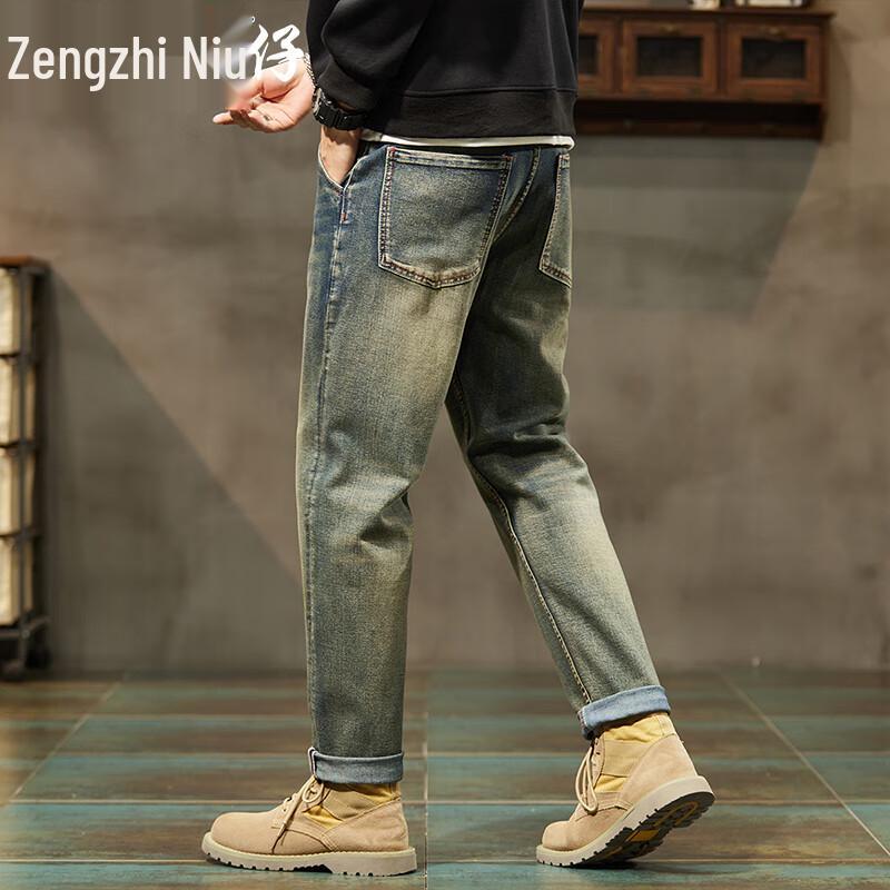 Zengzhi Men's Washed Straight-Leg Jeans 2025 Autumn Collection