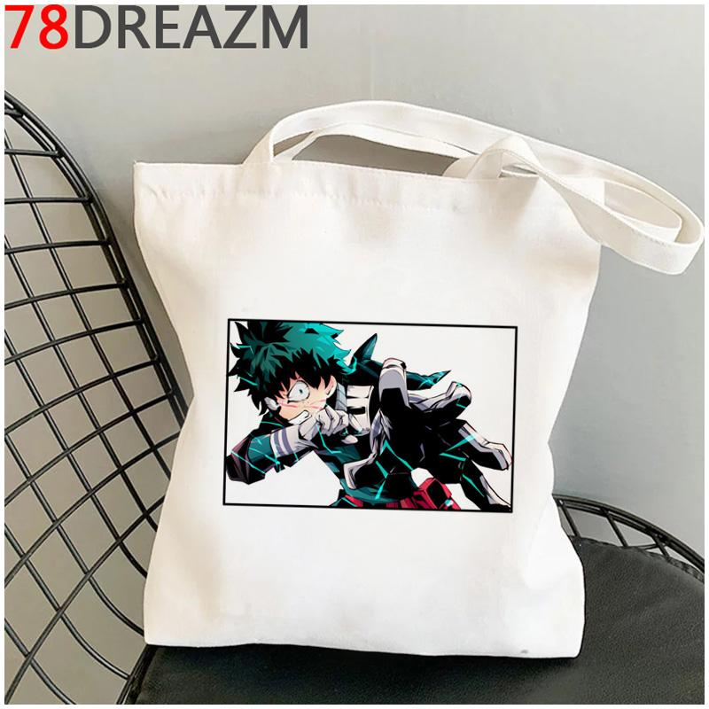 My Hero Academia nákupní taška tote eco shopper obchod s potravinami plátěná bavlněná taška tkaná sacola opakovaně použitelná zakázková