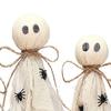 3Pcs Rustic Halloween Ghost Decor Handcrafted Wooden And Fabric Ghost Figurines 3 Sizes Farmhouse Style Shelf Decorations Party Supplies