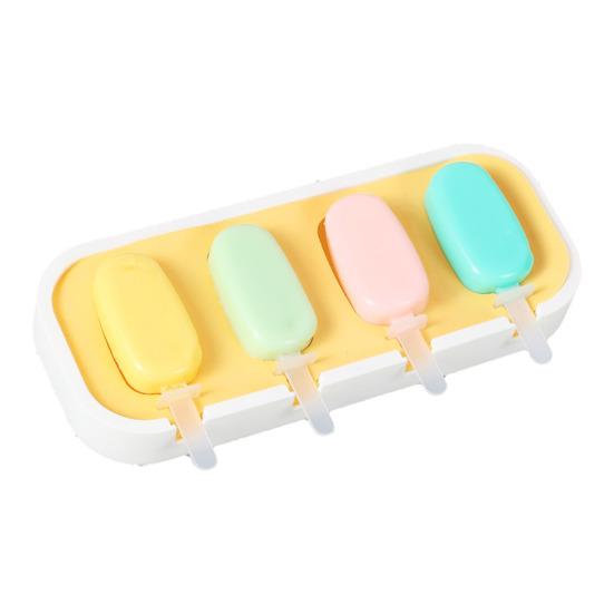 Silicone Ice Cream Mold with Anti-Spill Dust-Proof Cover 4 Cavities Cute Shapes Popsicle Mold Easy Demoulding Popsicle Maker for Kids Summer Party