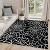 Gothic Skull Floral Pattern Area Mat Non-Slip Rectangle Floor Mat for Indoor Outdoor Garden Patio Handmade Polyester Decorative