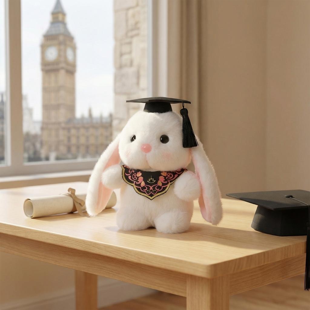 Graduation Bunny Doll, Doctor's Ear Drop Plush Toy Doll, Graduation Commemoration