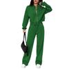 Autumn Solid Color Zipper Casual Sports Long Sleeved Top with Drawstring Casual Pants Two-piece Set