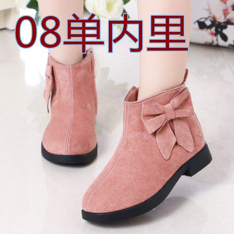 2025 girls autumn and winter retro shoes single boots princess shoes Korean version low tube velvet boots medium and older children cotton shoes s