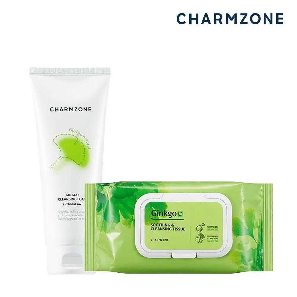 CHARMZONE Ginkgo Cleansing 2-Piece Set (Cleansing Foam 200ml + Tissues 70 Sheets)