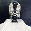 Elegant Multi Strand Imitation Pearls Chokers Necklace With Matching Stud Earrings Gift Set Vintage Fashion Stone Jewelry