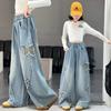 Jeans voor Kinderen Meisjes Street Style Losse Pasvorm Elastische Taille Jeans Maat 120cm