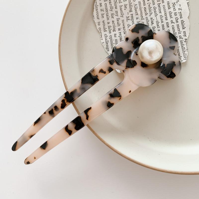 Japan Hair Stick Women Hair Clips Elegant Flowers Pearl U Shape Acetate Hair Clip Girls Hair Sticks Hair Accessories  New