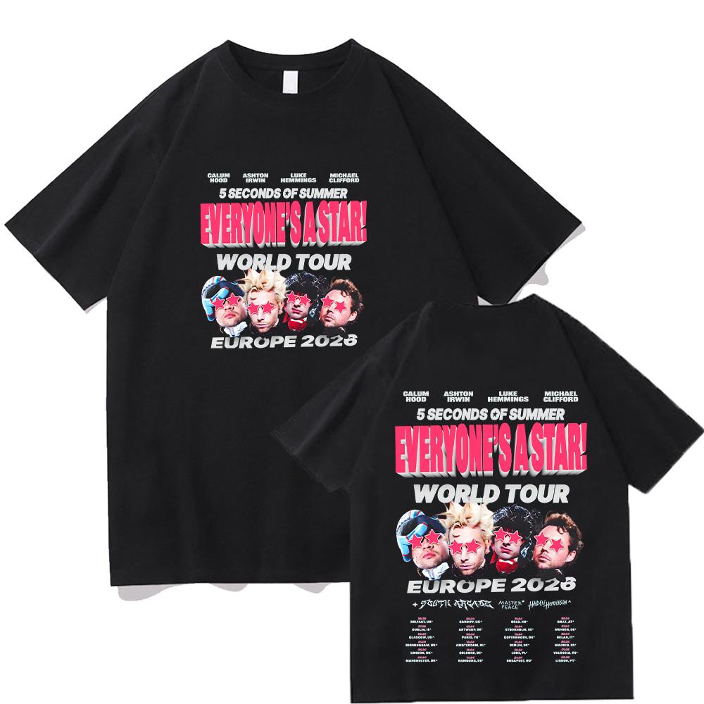 

5 Seconds of Summer Europe 2026 Everyone s A Star World Tour T-shirts Short Sleeve O-neck Cotton Male Tshirts Y2K Clothes Uni... S разноцветный