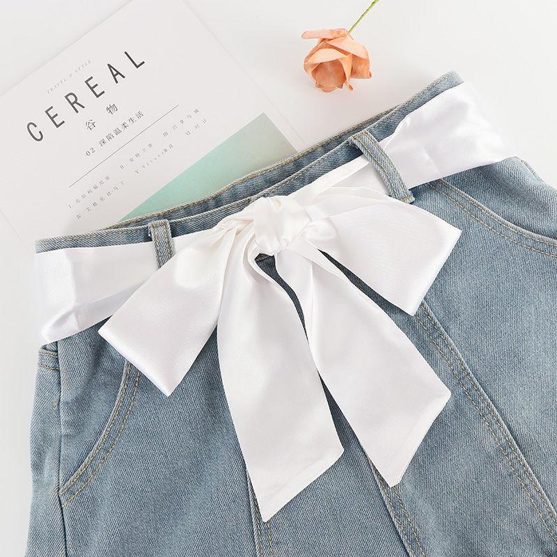 

Color Solid Contemporary Silk Ribbon Waist Belt With Beautiful Long Scarf For Trendy Fashion StyleU