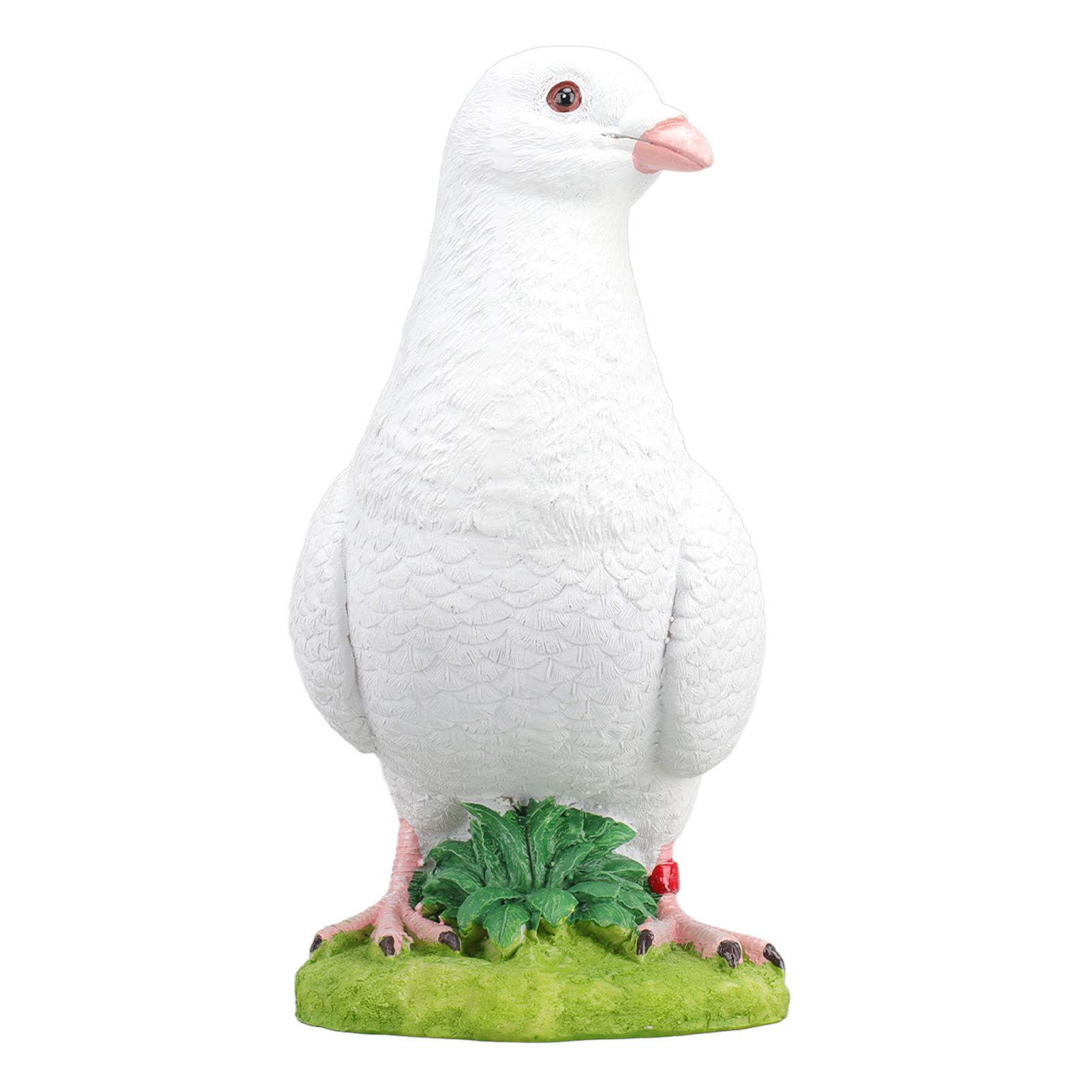 

Artificial White Doves Ornament High Simulation Resin White Feather Birds Ornaments for Garden Home Decoration Head