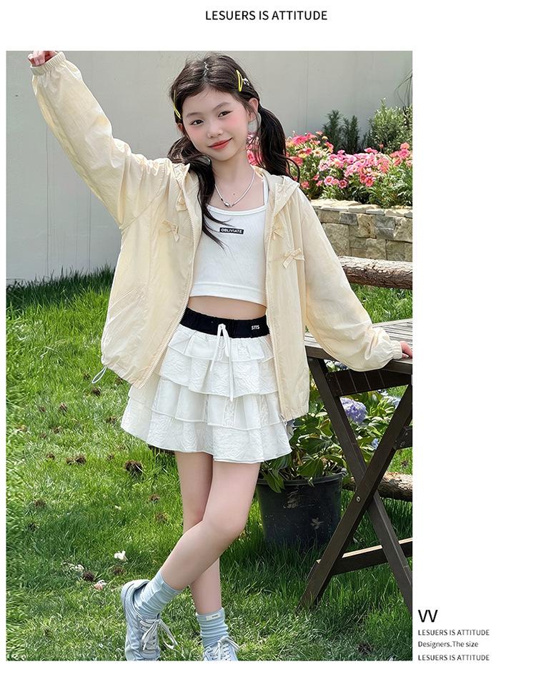 Girls' Summer 2026 Korean Style Sun Protection Jacket, Lightweight & Thin for Medium and Large Children