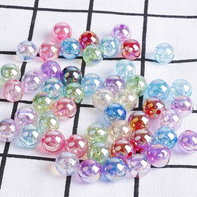 Perline Acriliche Iridescenti 6MM-10MM per Creazione Gioielli Fai da Te 50/100pz/Confezione 22 Colori Forma Rotonda