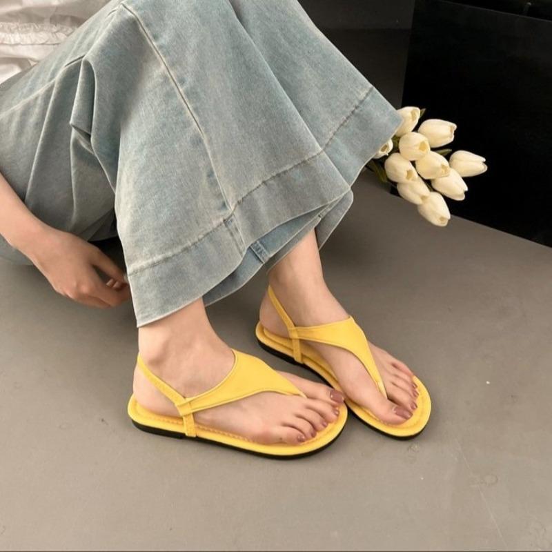 Fashion Retro Flat-bottomed Roman Comfortable Flip-flops for Women In 2025 Summer, New Casual and Fashionable Soft-soled Slippers
