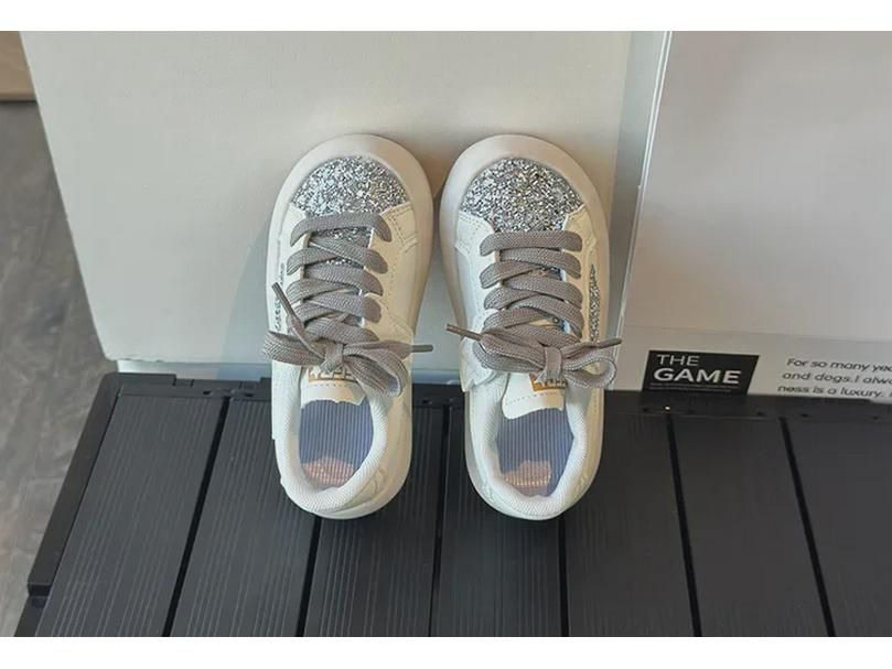 Girls' and Boys' Sequined Star Low-Top Sneakers - 2024 Spring/Autumn Lightweight Breathable Sports Shoes Trend
