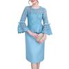 ZANZEA Women Casual Lace Patchwork 3/4 Sleeve Elegant Sheath Dress