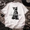 Black Cat Illustration Deftones Tshirt Band Unisexs Tshirt Summer New Unisex Tshirt