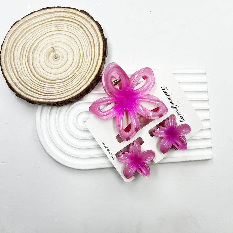 Sada skřipců do vlasů s frangipani: Květinové vlasové doplňky s imitací mramoru pro módní svátky
