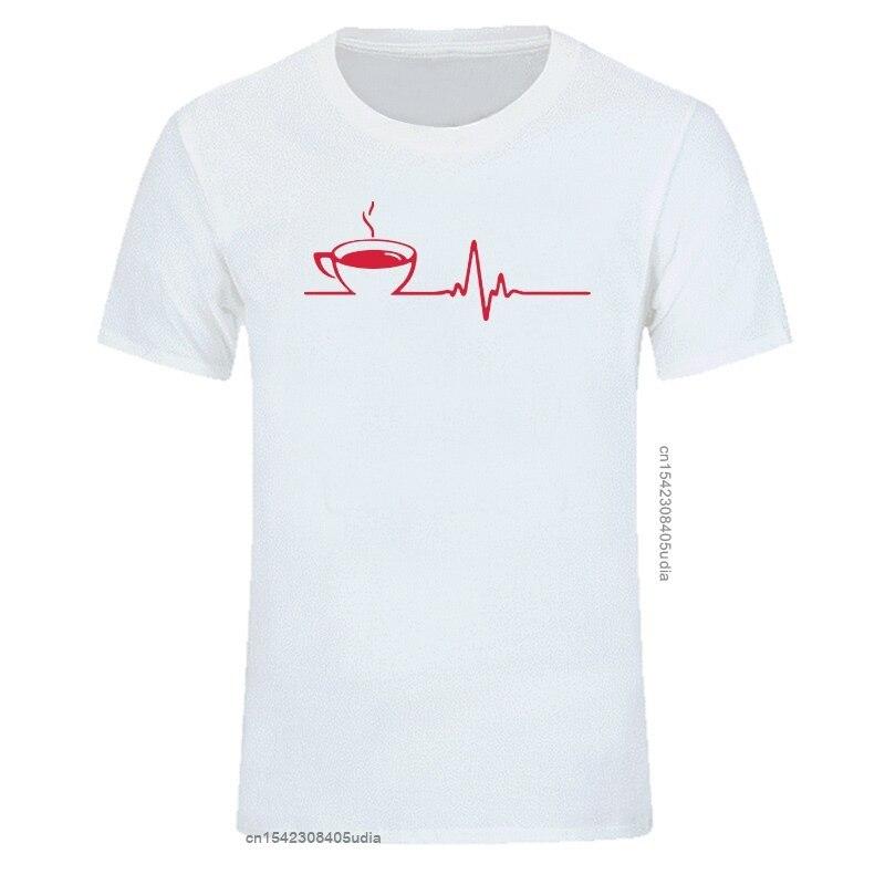 T Shirt Brand Men Short Sleeve Round Collar Coffee Heartbeat Camisas Casual The Funny Tshirt Printing T Shirts