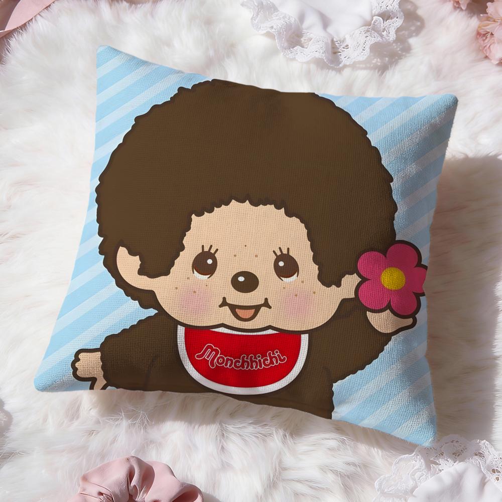 Tecknad M-Monchhichi Kuddfodral Premium Komfort Vändbart Kuddfodral - Två i Ett Design för Alla Rum & Bilinteriör