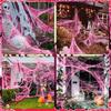 Elastisches Spinnennetz Rosa Falsches Spinnennetz Horror-Atmosphäre Baumwoll-Spinnweben Spukhaus